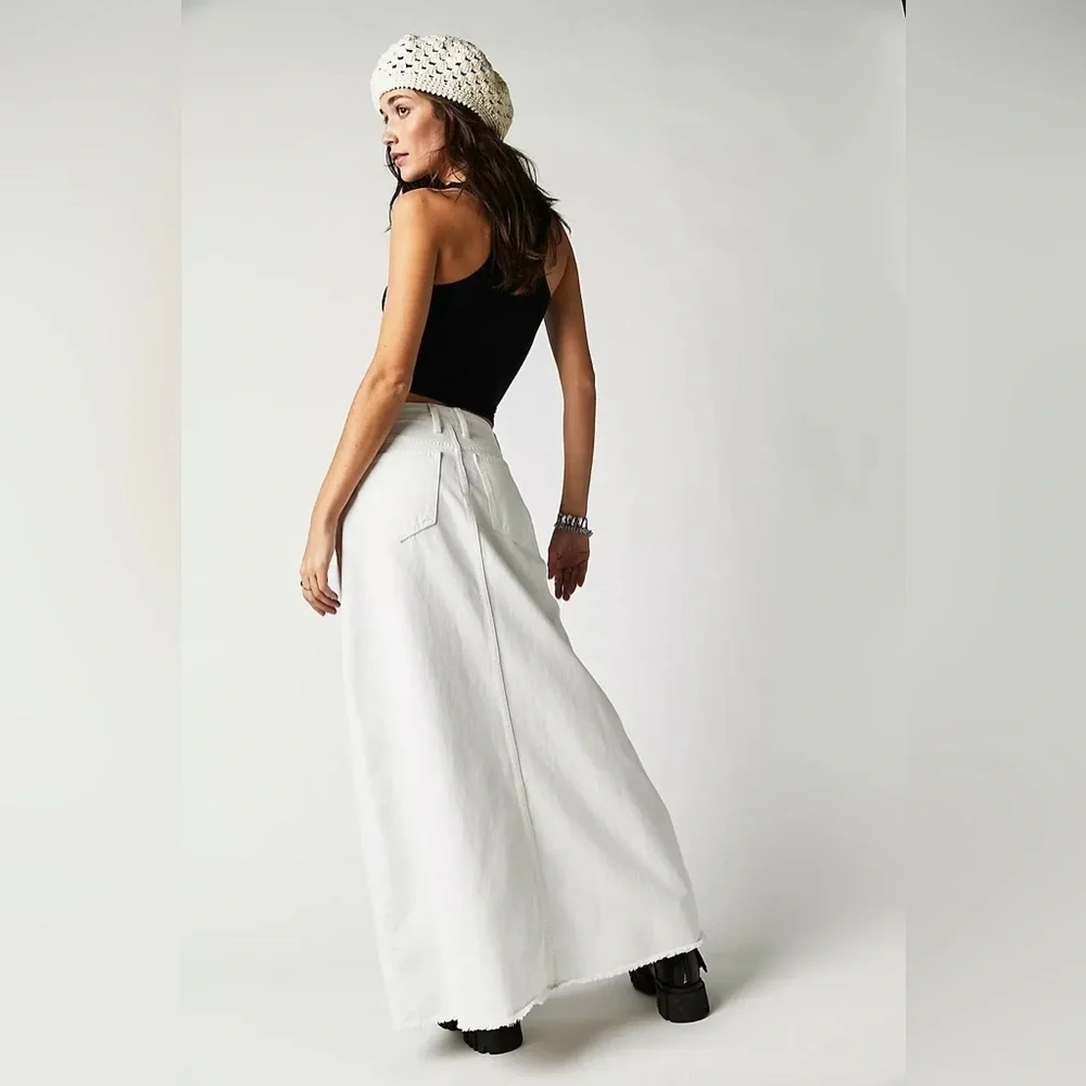 We The Free People Come As You Are Denim Maxi Skirt Size 2 - Picture 4 of 4